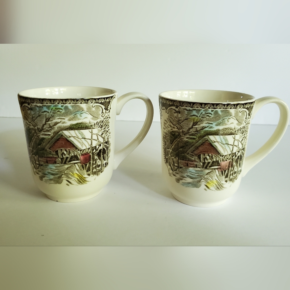 Vintage Friendly Village Mugs